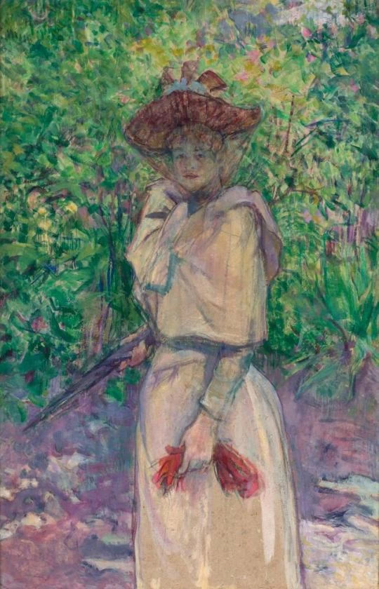 Donna con guanti in piedi Mlle. Honorine Platzer nel giardino di M. Forest - Museum of Fine Arts, Houston